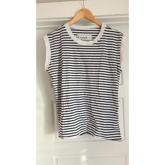 Frank & Eileen Aiden Vintage Muscle Tee Navy & White Stripe Size M - Picture 2 of 3